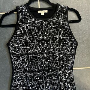 Elan Black Top with Silver Embellishments